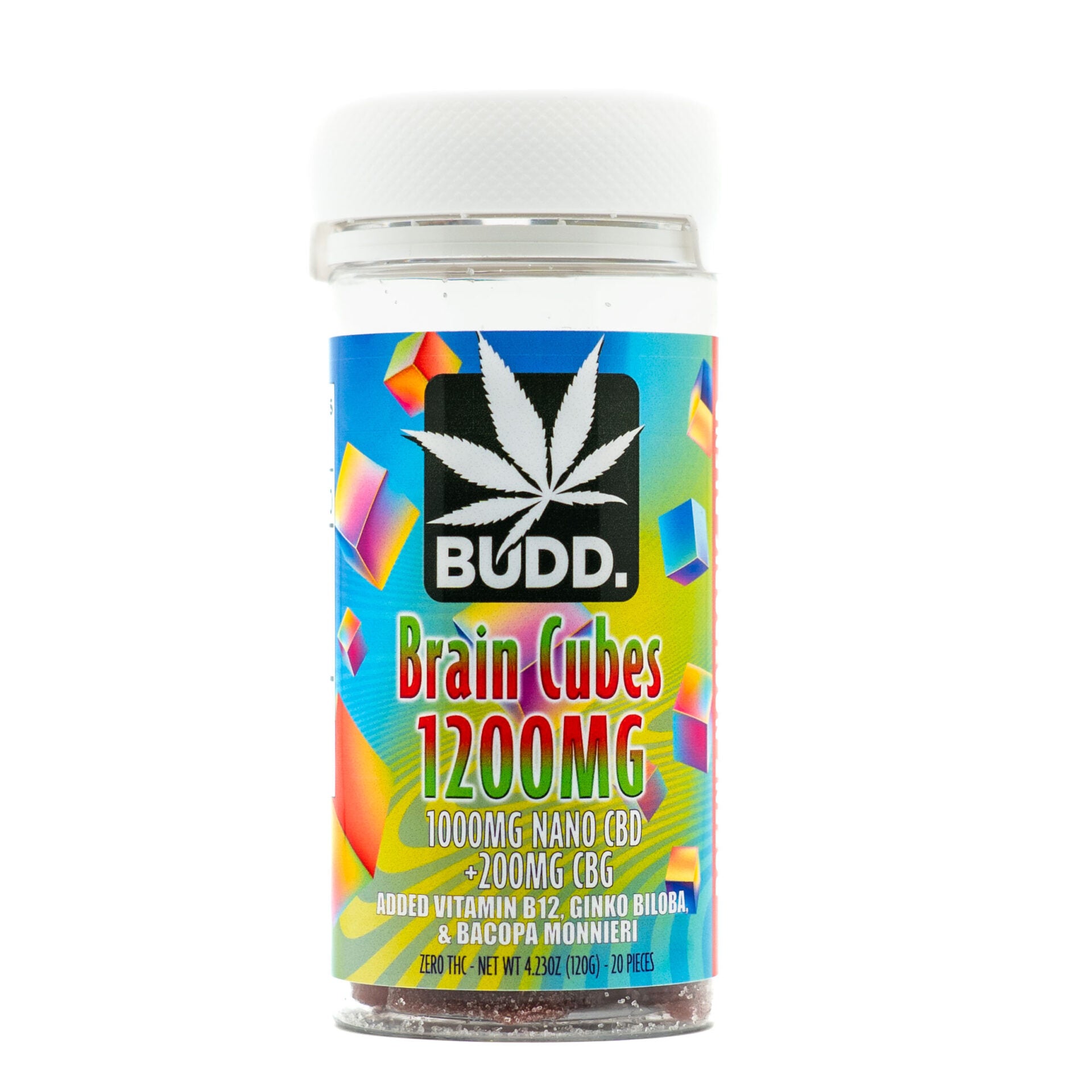 BUDD 20ct CBD Brain Cubes CBD + CBG 1200mg Gummies - Vape Masterz