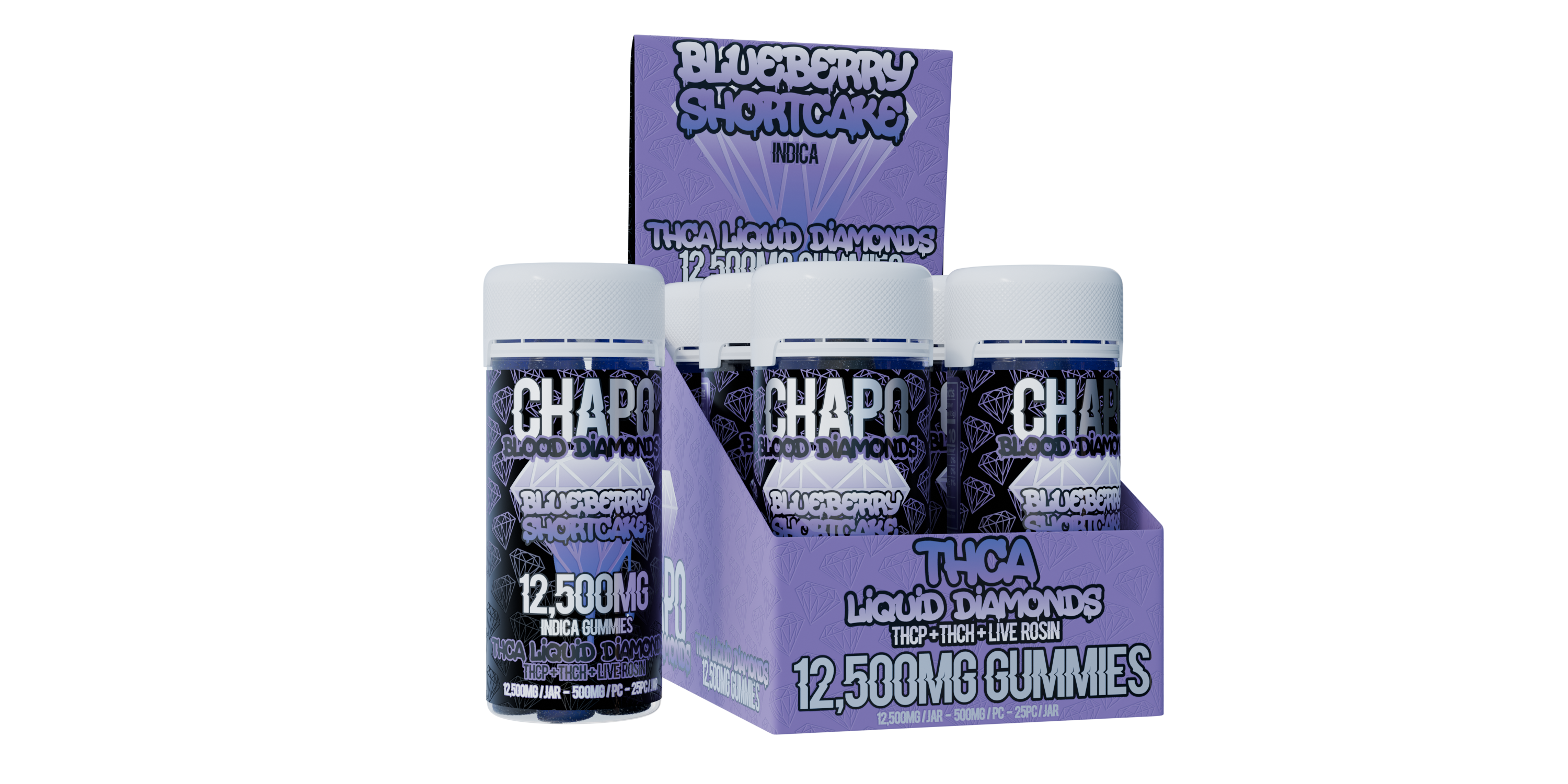 Chapo Blood Diamonds THC-A Liquid Diamonds THC-P, THC-H, Live Rosin 12,500mg Gummies 6 pack - Vape Masterz