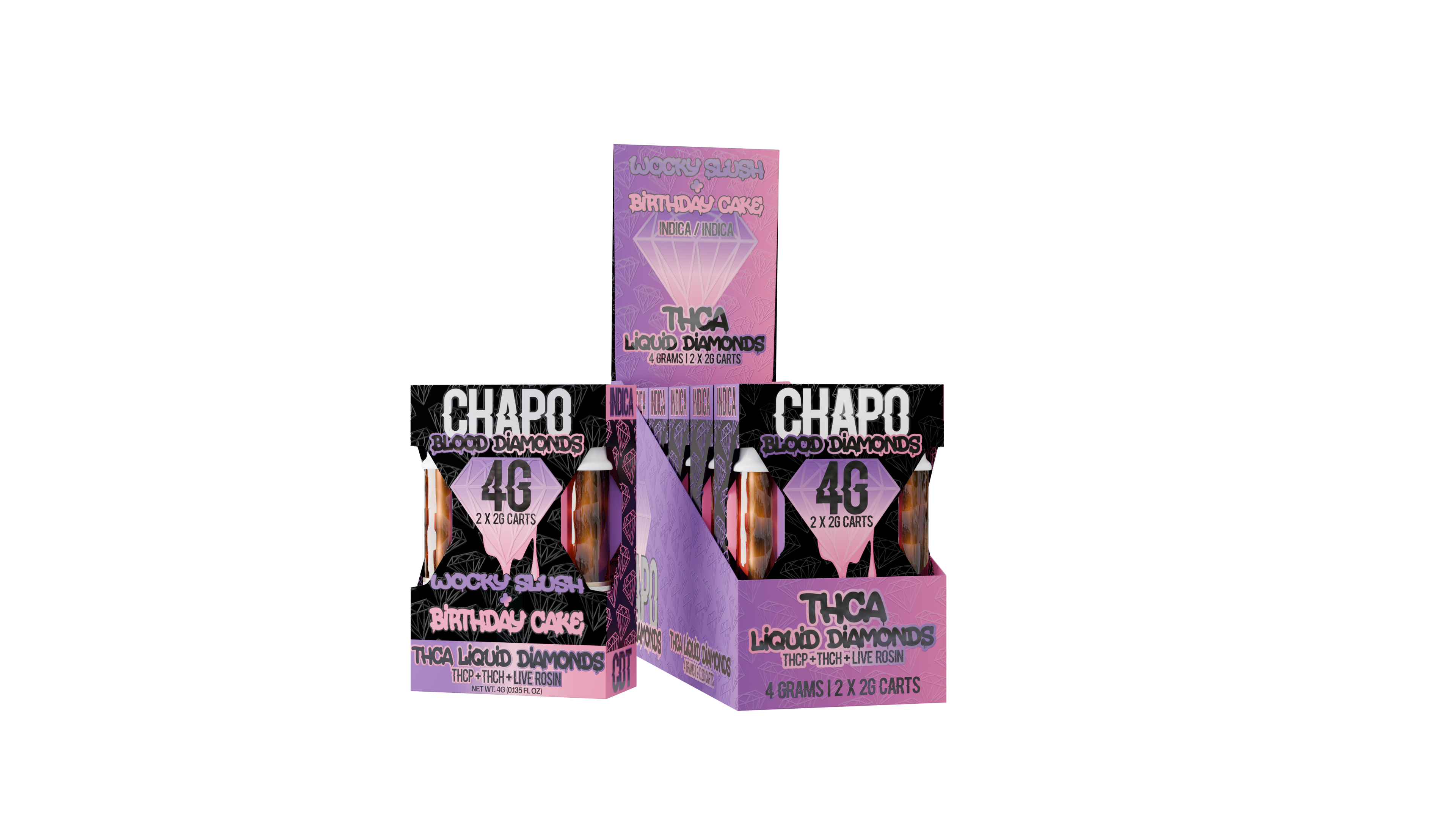 Chapo Blood Diamonds THC-A Liquid Diamonds THC-P, THC-H, Live Rosin 2g Duo Cartridges 6 pack - Vape Masterz