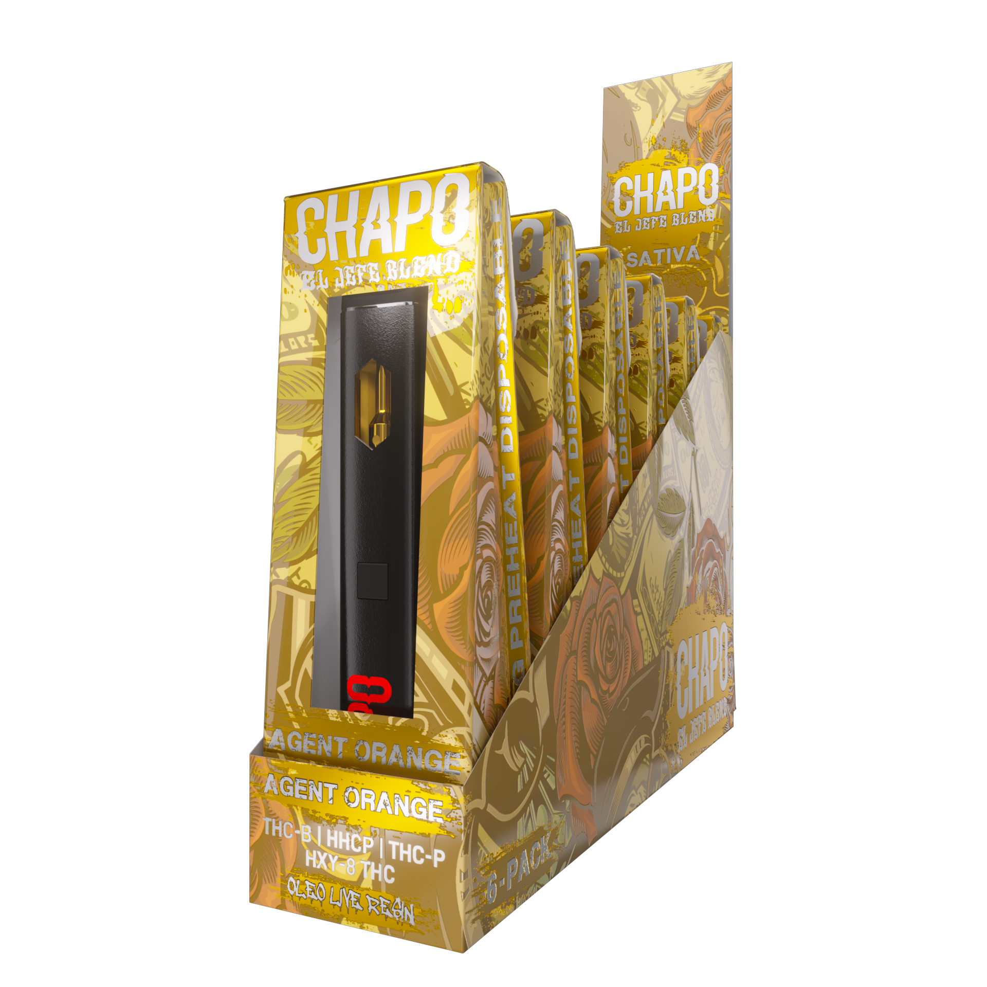 Chapo El Jefe Blend Live Resin THCB HHCP THCP HXY-8 THC 3.5g-disposables 6 Pack - Vape Masterz