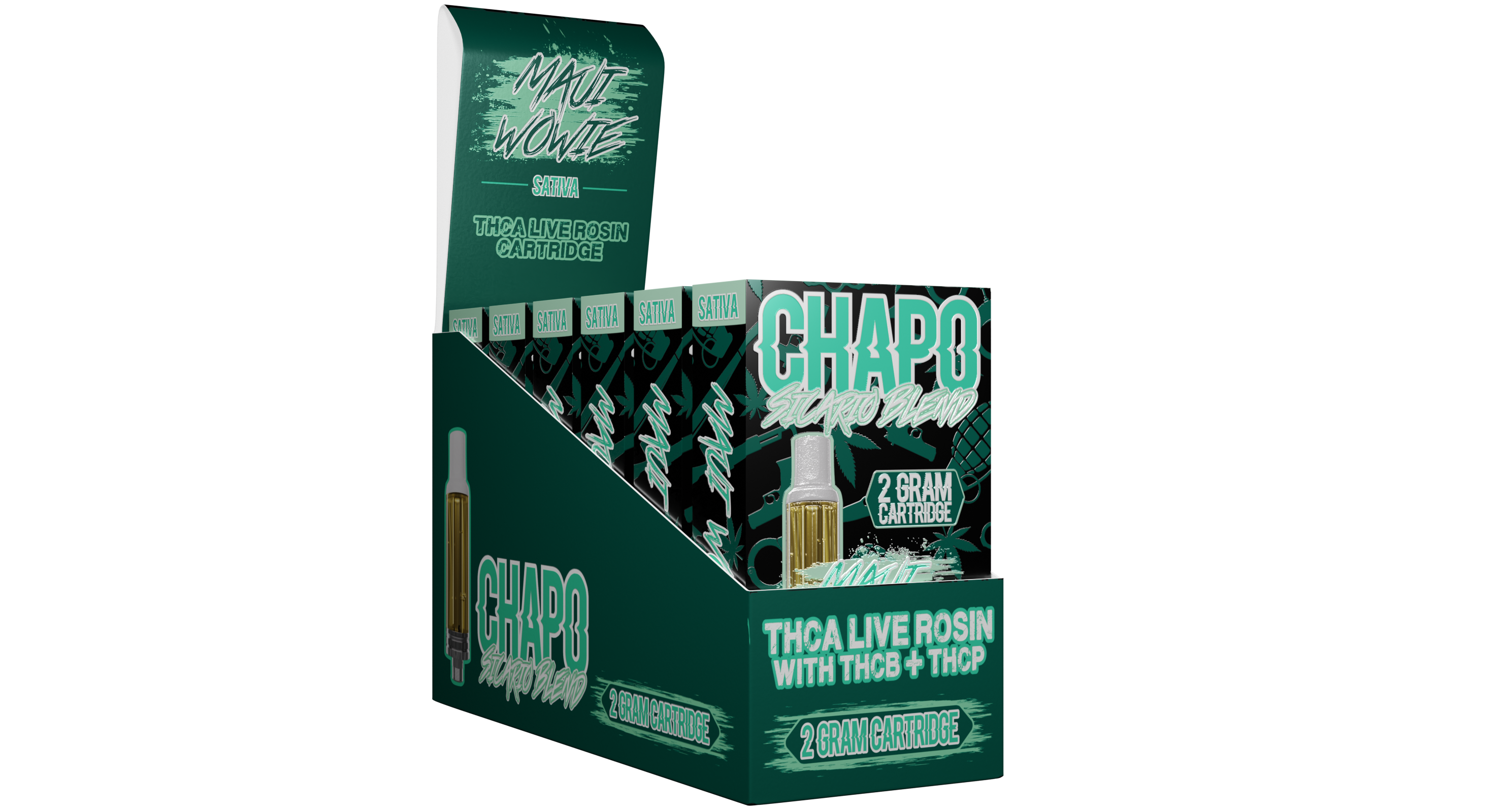 Chapo Sicario Blend THCA Live Resin with THCB + THCP 2g Cartridges 6 pack - Vape Masterz