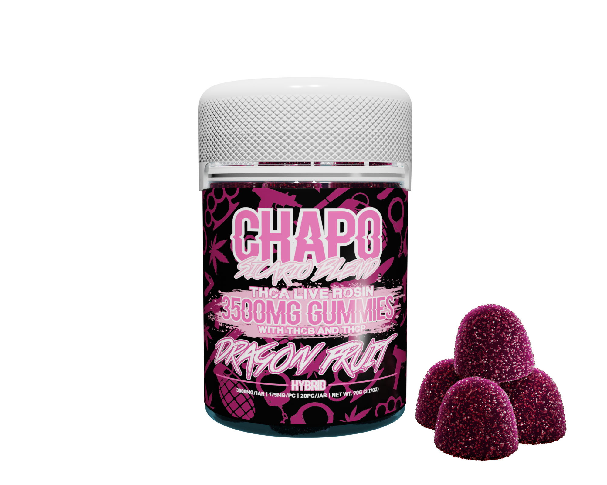 Chapo Sicario Blend THCA Live Resin with THCB + THCP 3,500mg Gummies 6pack - Vape Masterz