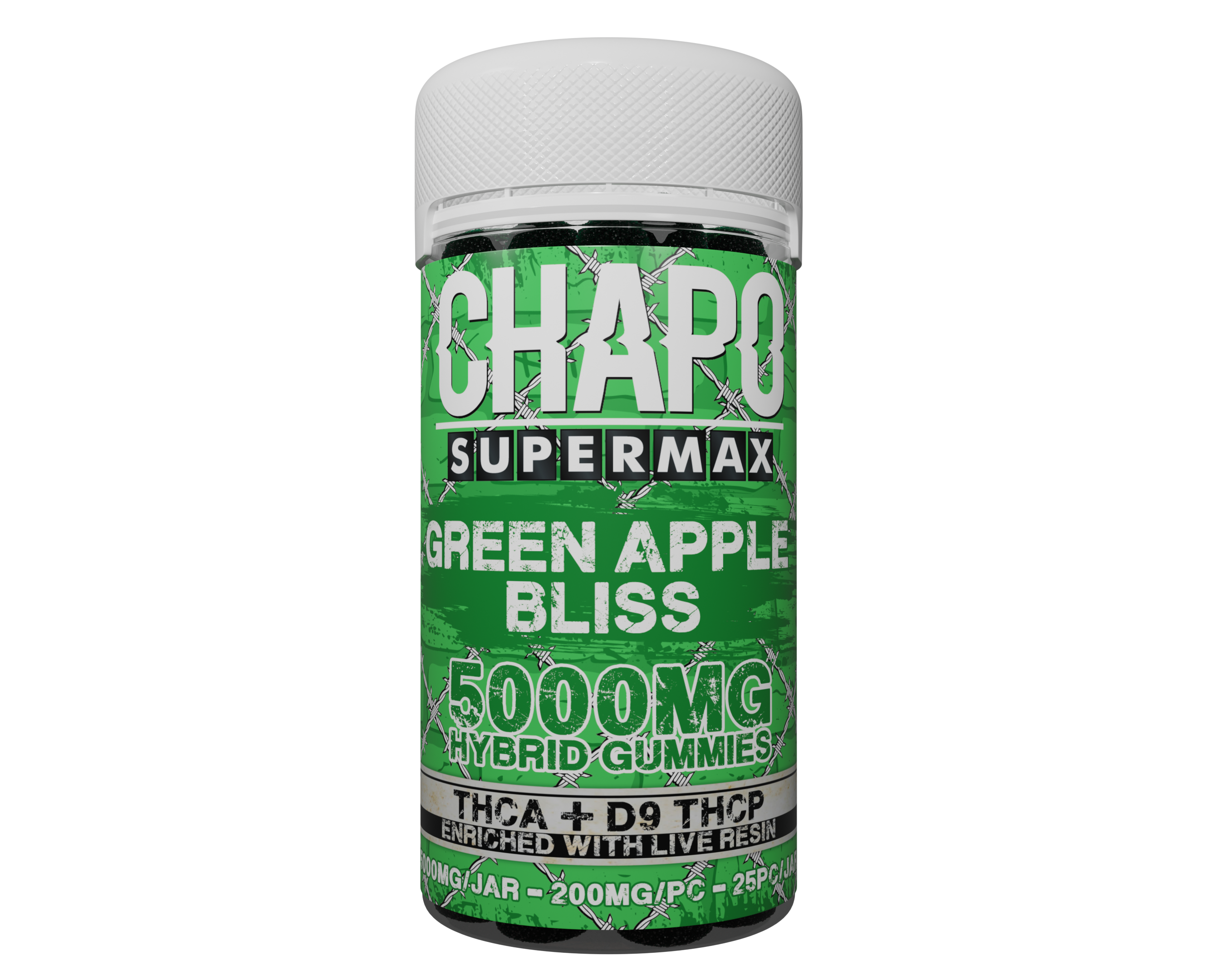 Chapo Supermax THC-A + D9 THC-P Enriched with Live Resin 5000mg Gummies 6 pack - Vape Masterz